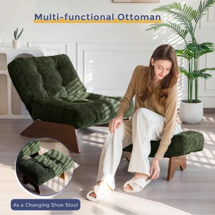 Accent Chair with Ottoman Adjustable Backrest